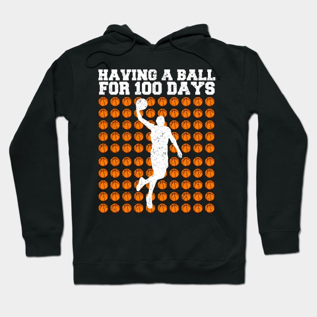 Retro 100th Day Of School, Basketball 100th Day Balls Hoodie by artbyhintze